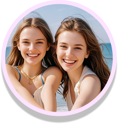 Two friends in a bright video style